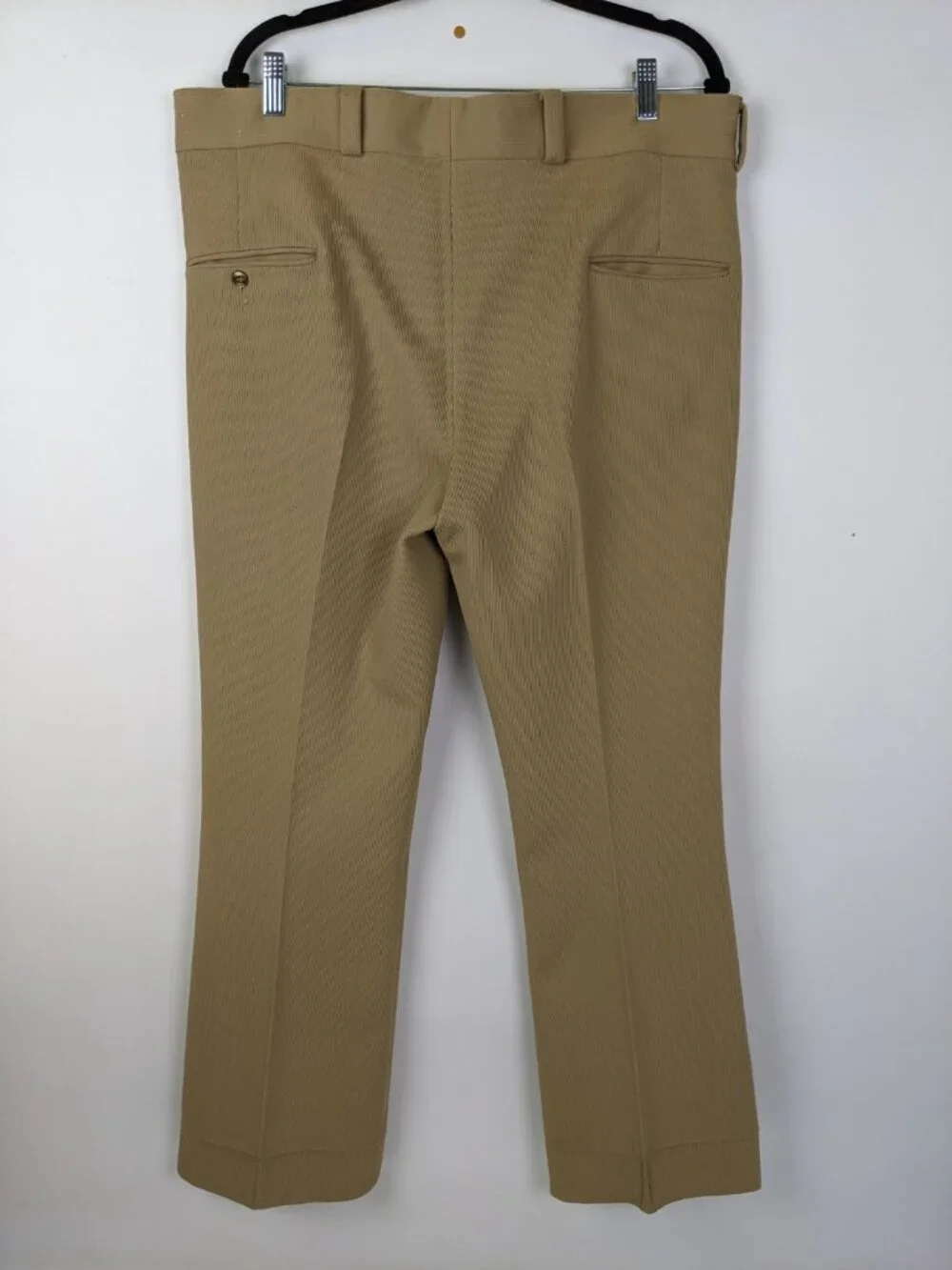 Vintage 1970s Sears Leisure Suit Coat Size 42 Pants Size 38x31 Knit Pleated Tan